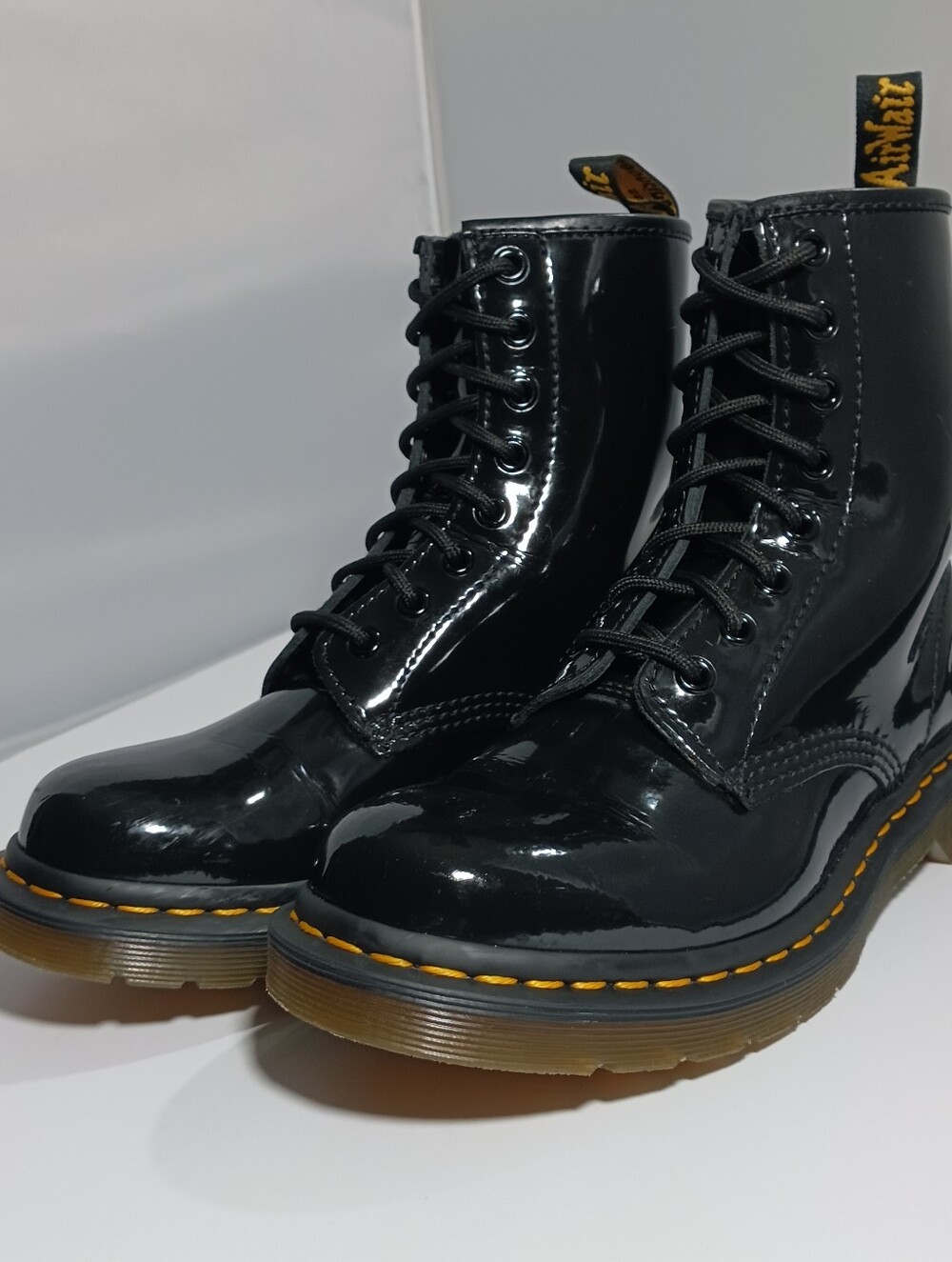 Dr. Martens Black Patent Leather Boots W8 - Picture 8 of 13